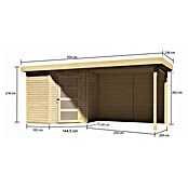 Karibu Gartenhaus Schwandorf 3 (Außenmaß inkl. Dachüberstand (B x T): 504,5 x 238 cm, Holz, Natur, Mit Seitendach und Rückwand) | BAUHAUS