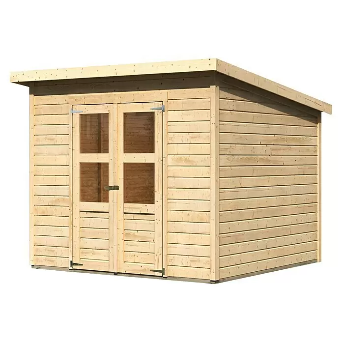 Karibu Gartenhaus Merseburg 6Außenmaß inkl. Dachüberstand (B x T): 265 x 265 cm, Holz, Natur, Ohne Seitendach