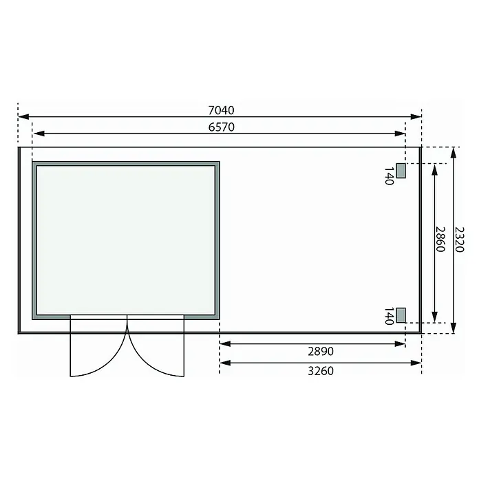Karibu Gartenhaus Kandern 9Außenmaß inkl. Dachüberstand (B x T): 704 x 332 cm, Holz, Natur