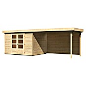 Karibu Gartenhaus Askola 5 (Außenmaß inkl. Dachüberstand (B x T): 591,5 x 262 cm, Holz, Natur, Mit Seitendach und Rückwand) | BAUHAUS