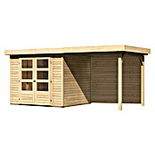 Karibu Gartenhaus Askola 3 (Außenmaß inkl. Dachüberstand (B x T): 491 x 238 cm, Holz, Natur, Mit Seitendach und Rückwand) | BAUHAUS
