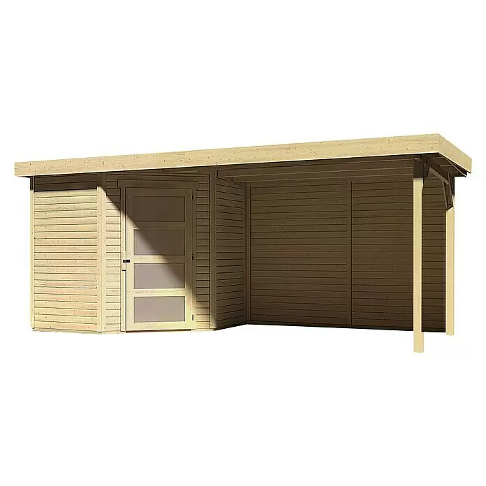 Karibu Gartenhaus Schwandorf 3Außenmaß inkl. Dachüberstand (B x T): 504,5 x 238 cm, Holz, Natur, Mit Seitendach und Rückwand
