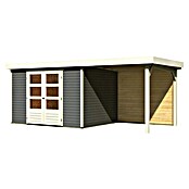 Karibu Gartenhaus Askola 5 (Außenmaß inkl. Dachüberstand (B x T): 554 x 262 cm, Holz, Terragrau, Mit Seitendach und Rückwand) | BAUHAUS