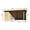 Karibu Gartenhaus Schwandorf 3 (Außenmaß inkl. Dachüberstand (B x T): 467 x 238 cm, Holz, Natur, Mit Seitendach und Rückwand) | BAUHAUS