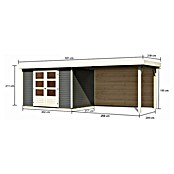 Karibu Gartenhaus Askola 4 (Außenmaß inkl. Dachüberstand (B x T): 591,5 x 238 cm, Holz, Terragrau, Mit Seitendach und Rückwand) | BAUHAUS