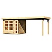 Karibu Gartenhaus Kerko 3 (Außenmaß inkl. Dachüberstand (B x T): 528,5 x 238 cm, Holz, Natur, Mit Seitendach) | BAUHAUS