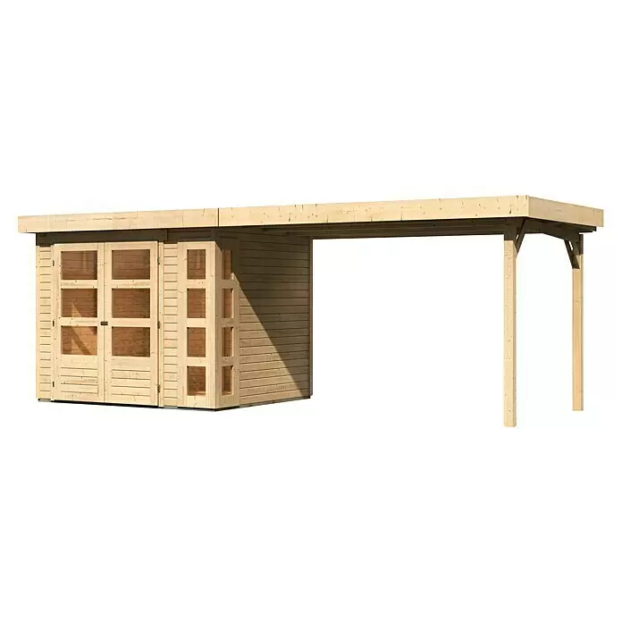 Karibu Gartenhaus Kerko 3Außenmaß inkl. Dachüberstand (B x T): 528,5 x 238 cm, Holz, Natur, Mit Seitendach