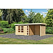 Karibu Gartenhaus Kerko 4 (Außenmaß inkl. Dachüberstand (B x T): 554 x 238 cm, Holz, Natur, Mit Seitendach, Rück- und Seitenwand) | BAUHAUS