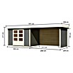 Karibu Gartenhaus Askola 4 (Außenmaß inkl. Dachüberstand (B x T): 591,5 x 238 cm, Holz, Terragrau, Mit Seitendach, Rück- und Seitenwand) | BAUHAUS