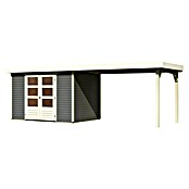 Karibu Gartenhaus Askola 4 (Außenmaß inkl. Dachüberstand (B x T): 591,5 x 238 cm, Holz, Terragrau, Mit Seitendach) | BAUHAUS