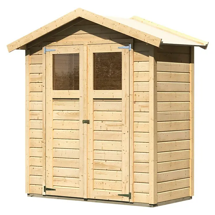 Karibu Gartenhaus Easy - Außenmaß inkl. Dachüberstand (B x T): 207 x 120 cm, Holz, Natur - Holzschuppen mit Doppeltüren und Fenstern. Ideal für die Aufbewahrung von Gartengeräten und Werkzeugen.