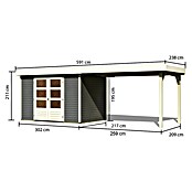 Karibu Gartenhaus Askola 4 (Außenmaß inkl. Dachüberstand (B x T): 591,5 x 238 cm, Holz, Terragrau, Mit Seitendach) | BAUHAUS