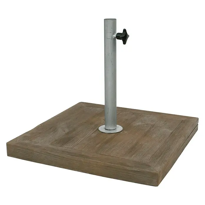 Base de parasol adaptable - Diámetro: 3,5 cm, Plateado - Soporte para sombrilla de madera con poste plateado y pomo negro. Una base resistente y elegante para tu sombrilla.