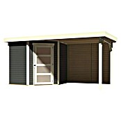 Karibu Gartenhaus Schwandorf 3 (Außenmaß inkl. Dachüberstand (B x T): 467 x 238 cm, Holz, Terragrau) | BAUHAUS
