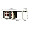 Karibu Gartenhaus Kerko 5 (Außenmaß inkl. Dachüberstand (B x T): 591,5 x 262 cm, Holz, Terragrau, Mit Seitendach) | BAUHAUS