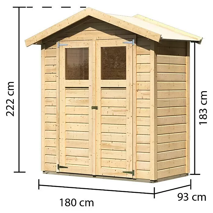 Karibu Gartenhaus DahmeAußenmaß inkl. Dachüberstand (B x T): 207 x 120 cm, Holz, Natur