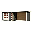 Karibu Gartenhaus Kerko 4 (Außenmaß inkl. Dachüberstand (B x T): 609 x 238 cm, Holz, Terragrau, Mit Seitendach, Rück- und Seitenwand) | BAUHAUS