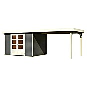 Karibu Gartenhaus Askola 5 (Außenmaß inkl. Dachüberstand (B x T): 591,5 x 262 cm, Holz, Terragrau, Mit Seitendach) | BAUHAUS