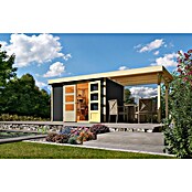 Karibu Gartenhaus Askola 4 (Außenmaß inkl. Dachüberstand (B x T): 554 x 238 cm, Holz, Terragrau, Mit Seitendach) | BAUHAUS