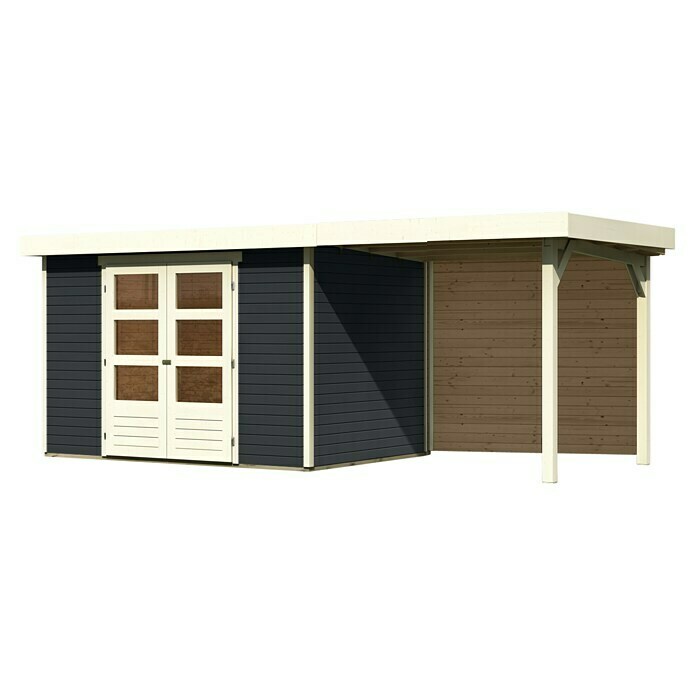 Karibu Gartenhaus Askola 6 (Außenmaß inkl. Dachüberstand (B x T): 558 x 331  cm, Holz, Anthrazit, Mit Seitendach und Rückwand) | BAUHAUS