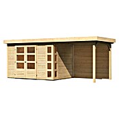 Karibu Gartenhaus Kerko 4 (Außenmaß inkl. Dachüberstand (B x T): 554 x 238 cm, Holz, Natur, Mit Seitendach und Rückwand) | BAUHAUS