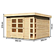Karibu Gartenhaus Kerko 6 (Außenmaß inkl. Dachüberstand (B x T): 334 x 331 cm, Holz, Natur) | BAUHAUS
