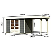 Karibu Gartenhaus Askola 4 (Außenmaß inkl. Dachüberstand (B x T): 554 x 238 cm, Holz, Terragrau, Mit Seitendach) | BAUHAUS