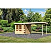 Karibu Gartenhaus Kerko 3 (Außenmaß inkl. Dachüberstand (B x T): 528,5 x 238 cm, Holz, Natur, Mit Seitendach) | BAUHAUS