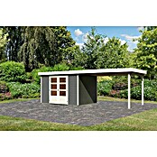 Karibu Gartenhaus Askola 5 (Außenmaß inkl. Dachüberstand (B x T): 591,5 x 262 cm, Holz, Terragrau, Mit Seitendach) | BAUHAUS