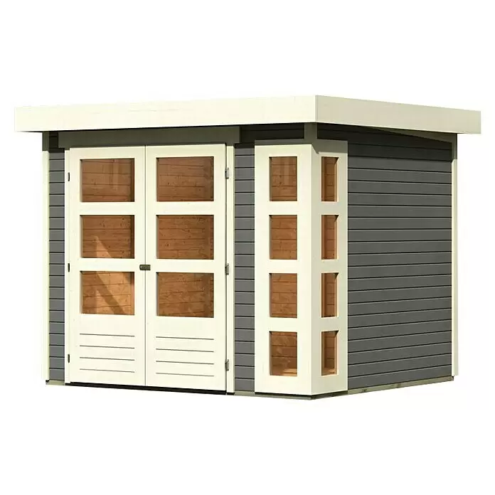 Karibu Gartenhaus Kerko 3Außenmaß inkl. Dachüberstand (B x T): 266 x 238 cm, Holz, Terragrau