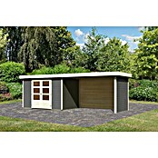 Karibu Gartenhaus Askola 4 (Außenmaß inkl. Dachüberstand (B x T): 591,5 x 238 cm, Holz, Terragrau, Mit Seitendach, Rück- und Seitenwand) | BAUHAUS