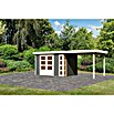 Karibu Gartenhaus Kerko 5 (Außenmaß inkl. Dachüberstand (B x T): 591,5 x 262 cm, Holz, Terragrau, Mit Seitendach) | BAUHAUS