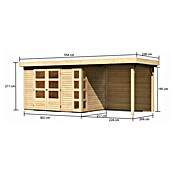 Karibu Gartenhaus Kerko 4 (Außenmaß inkl. Dachüberstand (B x T): 554 x 238 cm, Holz, Natur, Mit Seitendach und Rückwand) | BAUHAUS