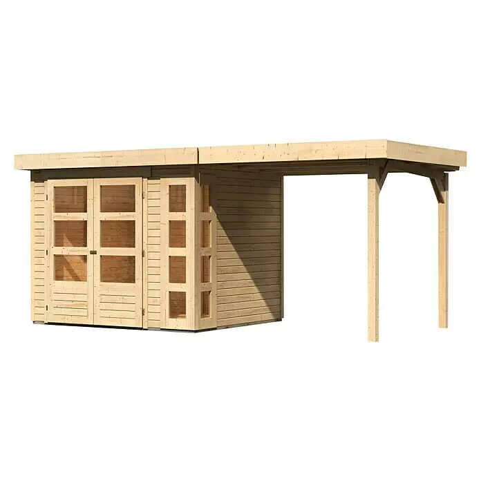 Karibu Gartenhaus Kerko 3Außenmaß inkl. Dachüberstand (B x T): 491 x 238 cm, Holz, Natur, Mit Seitendach