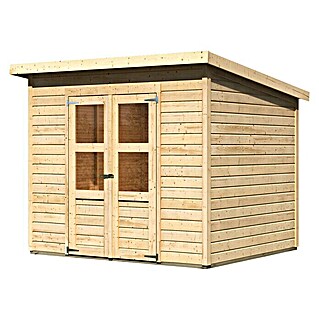 Karibu Gartenhaus Merseburg 5 (Außenmaß inkl. Dachüberstand (B x T): 265 x 236 cm, Holz, Natur, Ohne Seitendach)