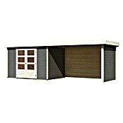 Karibu Gartenhaus Askola 4 (Außenmaß inkl. Dachüberstand (B x T): 591,5 x 238 cm, Holz, Terragrau, Mit Seitendach, Rück- und Seitenwand) | BAUHAUS
