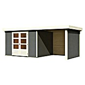 Karibu Gartenhaus Askola 5 (Außenmaß inkl. Dachüberstand (B x T): 554 x 262 cm, Holz, Terragrau, Mit Seitendach, Rück- und Seitenwand) | BAUHAUS