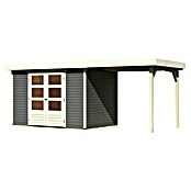Karibu Gartenhaus Askola 4 (Außenmaß inkl. Dachüberstand (B x T): 554 x 238 cm, Holz, Terragrau, Mit Seitendach) | BAUHAUS