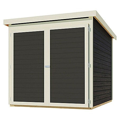 Karibu Fahrradgarage Terragrau (Holz, Terragrau, Außenmaß inkl. Dachüberstand (B x T): 179 x 227 cm)