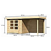 Karibu Gartenhaus Askola 3 (Außenmaß inkl. Dachüberstand (B x T): 491 x 238 cm, Holz, Natur, Mit Seitendach und Rückwand) | BAUHAUS