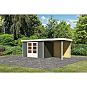 Karibu Gartenhaus Askola 5 (Außenmaß inkl. Dachüberstand (B x T): 554 x 262 cm, Holz, Terragrau, Mit Seitendach und Rückwand) | BAUHAUS