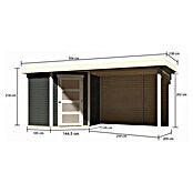 Karibu Gartenhaus Schwandorf 3 (Außenmaß inkl. Dachüberstand (B x T): 504,5 x 238 cm, Holz, Terragrau) | BAUHAUS