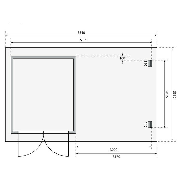 Karibu Gartenhaus Bastrup 4 (Außenmaß inkl. Dachüberstand (B x T): 554 x 333 cm, Holz, Natur, Mit Seitendach und Rückwand) | BAUHAUS
