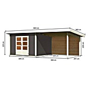 Karibu Gartenhaus Northeim 3 (Außenmaß inkl. Dachüberstand (B x T): 664 x 331,5 cm, Holz, Terragrau, Mit Seitendach und Rückwand) | BAUHAUS