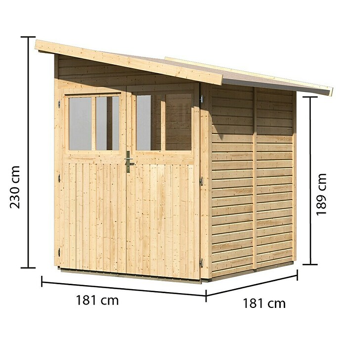 Karibu Gartenhaus Wandlitz 2 (Außenmaß inkl. Dachüberstand (B x T): 200 x 232 cm, Holz, Natur) | BAUHAUS