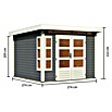 Karibu Gartenhaus Kastorf 6 (Außenmaß inkl. Dachüberstand (B x T): 305 x 303 cm, Holz, Terragrau) | BAUHAUS