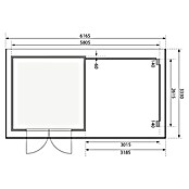 Karibu Gartenhaus (Außenmaß inkl. Dachüberstand (B x T): 616,5 x 333 cm, Holz, Natur, Mit Seitendach, Rück- & Seitenwand) | BAUHAUS