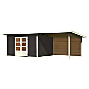 Karibu Gartenhaus Northeim 4 (Außenmaß inkl. Dachüberstand (B x T): 724 x 331,5 cm, Holz, Terragrau, Mit Seitendach und Rückwand) | BAUHAUS