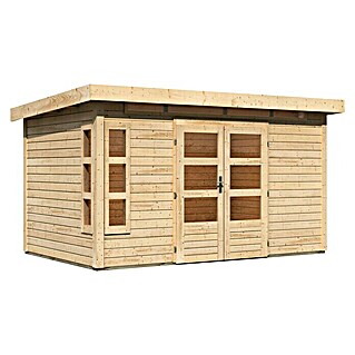 Karibu Gartenhaus Kastorf 7 (Außenmaß inkl. Dachüberstand (B x T): 396 x 273 cm, Holz, Natur)