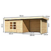Karibu Gartenhaus Kandern 7 (Außenmaß inkl. Dachüberstand (B x T): 702 x 273 cm, Holz, Natur, Mit Seitendach, Rück- und Seitenwand) | BAUHAUS